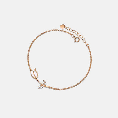 Opal Tulip Flower Bracelet • Dainty Gold Tulip Charm Bracelet • Sterling Silver Friendship Jewelry • Trendy Best Friend Gift