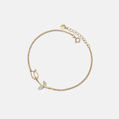 Opal Tulip Flower Bracelet • Dainty Gold Tulip Charm Bracelet • Sterling Silver Friendship Jewelry • Trendy Best Friend Gift