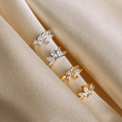 Marquise Huggie Hoops by Caitlyn Minimalist • Floral Diamond Earrings • Dainty Hoops Earring Set • Wedding Jewelry • Bride Gift • ER169