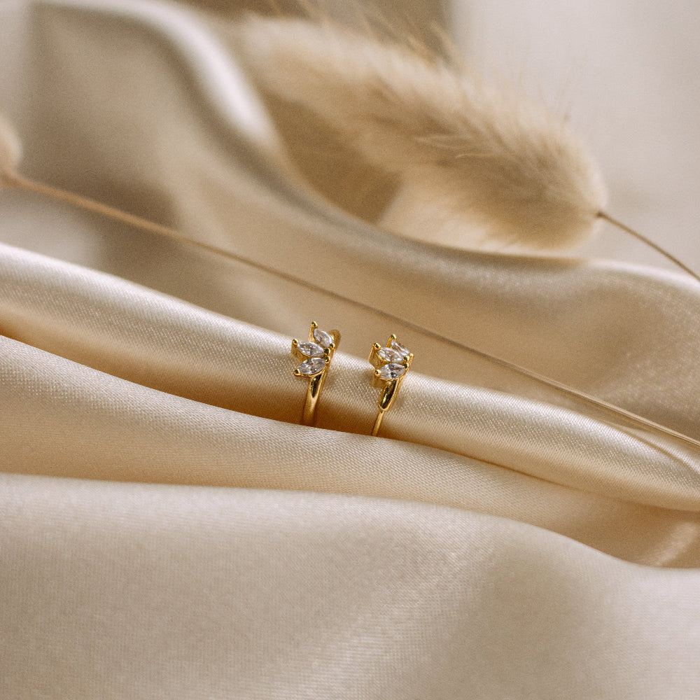 Marquise Huggie Hoops by Caitlyn Minimalist • Floral Diamond Earrings • Dainty Hoops Earring Set • Wedding Jewelry • Bride Gift • ER169