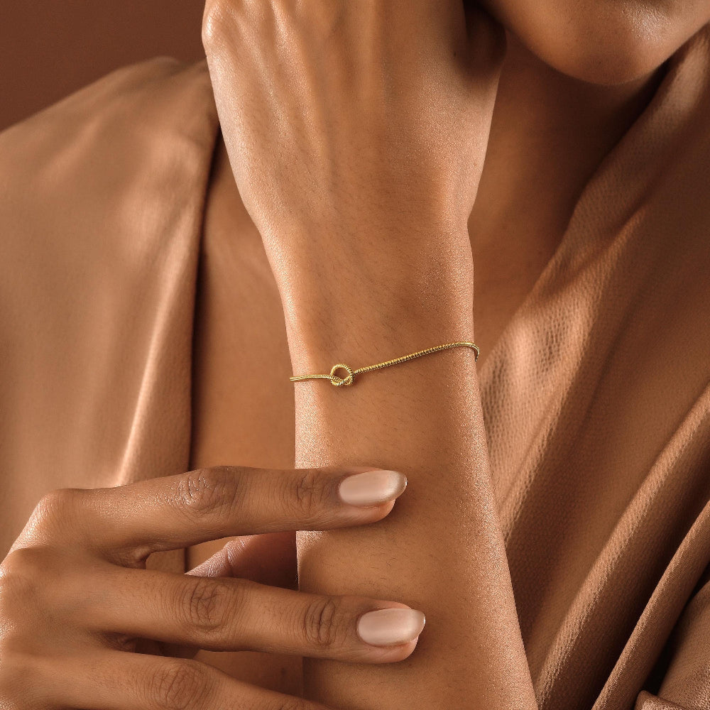 14K Gold Love Knot Bracelet , Couples Bracelets , Friendship Bracelet , Snake Chain Bracelet , Bracelet for Men,Gold Bracelet for Women Gift