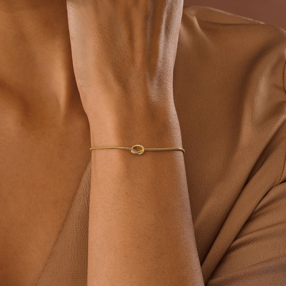 14K Gold Love Knot Bracelet , Couples Bracelets , Friendship Bracelet , Snake Chain Bracelet , Bracelet for Men,Gold Bracelet for Women Gift