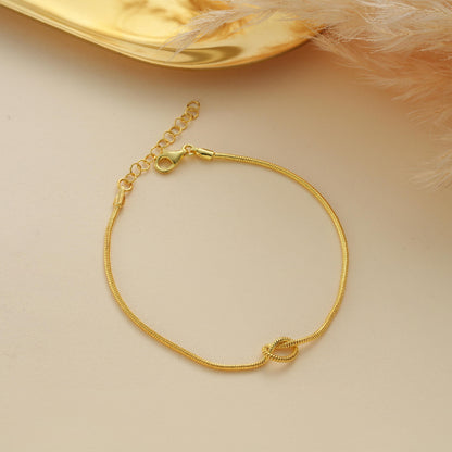14K Gold Love Knot Bracelet , Couples Bracelets , Friendship Bracelet , Snake Chain Bracelet , Bracelet for Men,Gold Bracelet for Women Gift