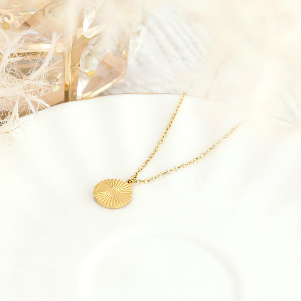 Sun Necklace Gold • Minimalist Necklace with Sun Charm • Handmade Stainless Steel Necklace • Pendant Necklace • Gift for Her with Box