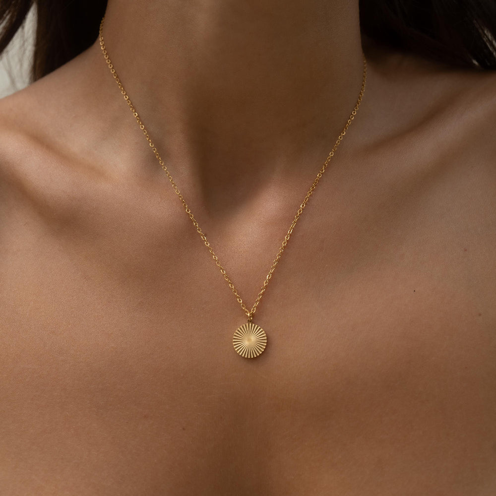 Sun Necklace Gold • Minimalist Necklace with Sun Charm • Handmade Stainless Steel Necklace • Pendant Necklace • Gift for Her with Box